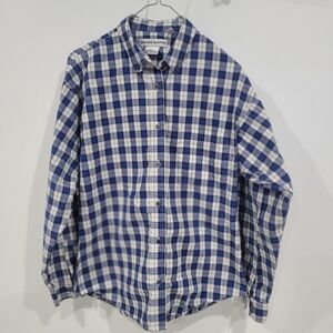 Calvin Klein Sport Petite Blue and White Checkered Button Down Shirt / Size 10P